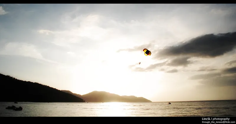 Batu Ferringhi beach, where water sports run every afternoon